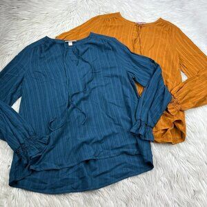 LOT 2 - Knox Rose Tie Neck Peasant Blouse Tops